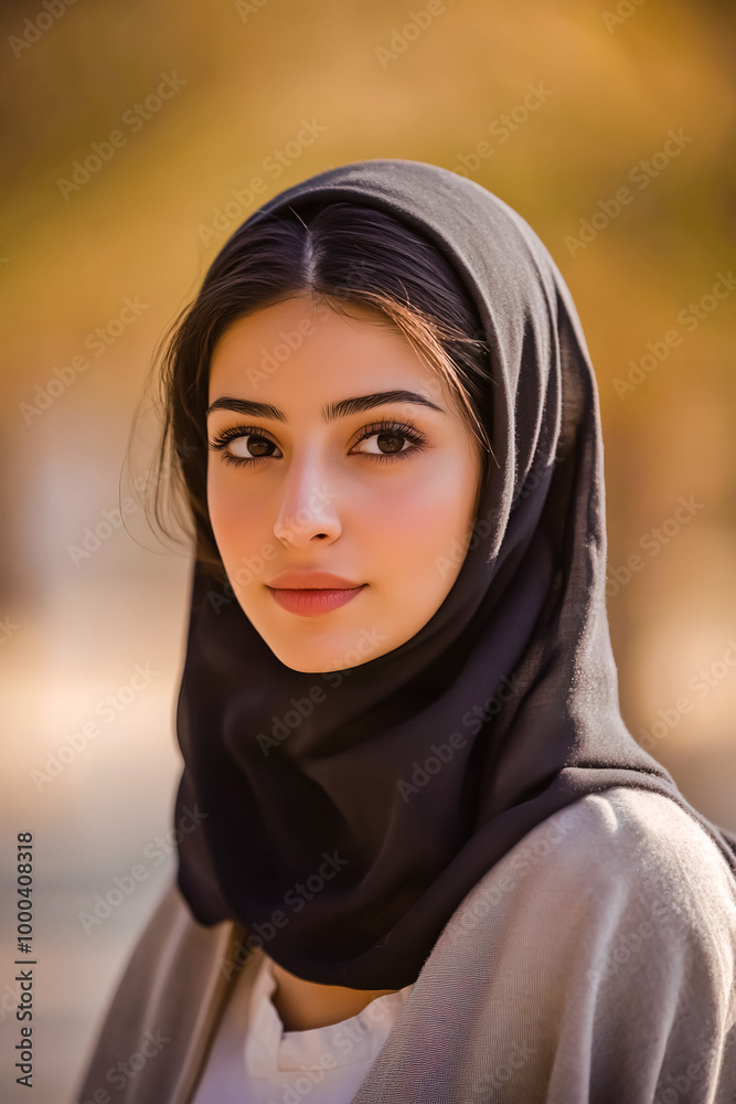 Close-up of Portrait of an 18-year-old Kuwaiti woman walking outdoors. Close-up of Portrait of an 18-year-old Kuwaiti woman walking outdoors.