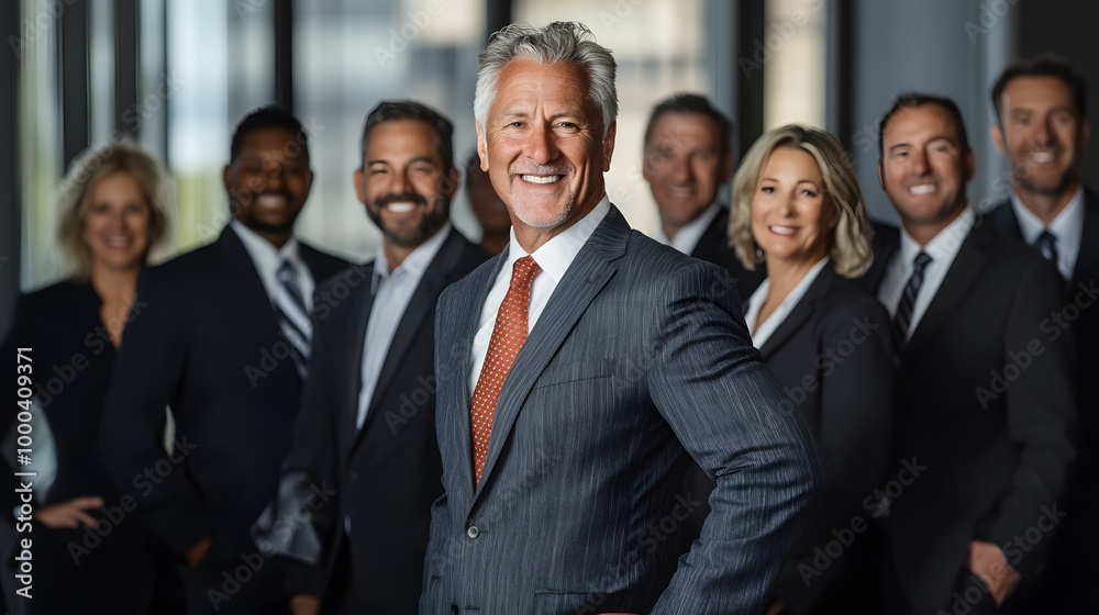 Professional Group Portrait of a Confident Senior Executive with a Team Professional Group Portrait of a Confident Senior Executive with a Team