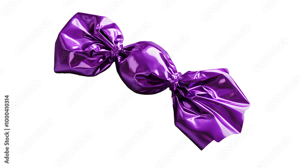 Shiny purple candy wrapper isolated on white background Shiny purple candy wrapper isolated on white background