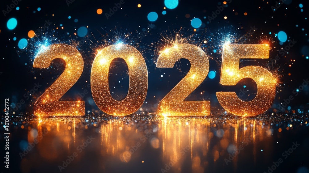 2025 Happy New Year, Sparkles, glitter, banner background 2025 Happy New Year, Sparkles, glitter, banner background