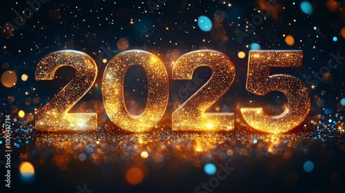 2025 Happy New Year, Sparkles, glitter, banner background