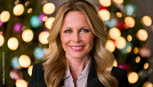 Headshot with Festive Lighting in the Background