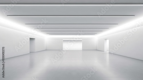 Modern Minimalist White Room with Recessed Lighting