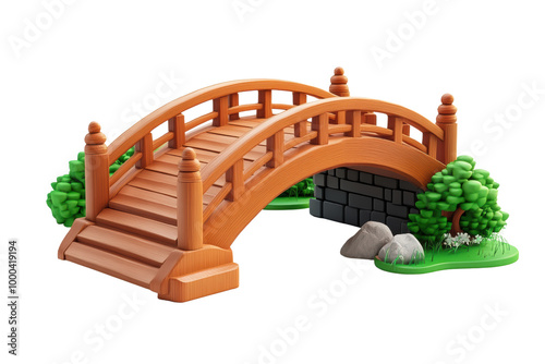 Wallpaper Mural Colorful wooden bridge with lush greenery, isolated background. transparent background Torontodigital.ca