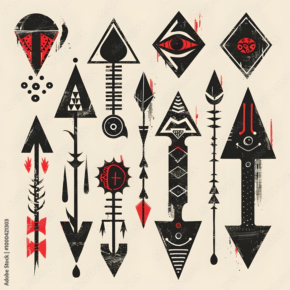 Vibrant collection of intricately designed arrows showcasing a spectrum ...