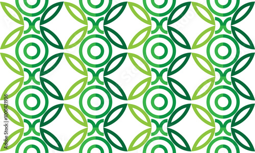 
Seamless decorative geometric pattern of flower shapes arranged regularly in combination of green colors. Perfect for printing, design and textiles