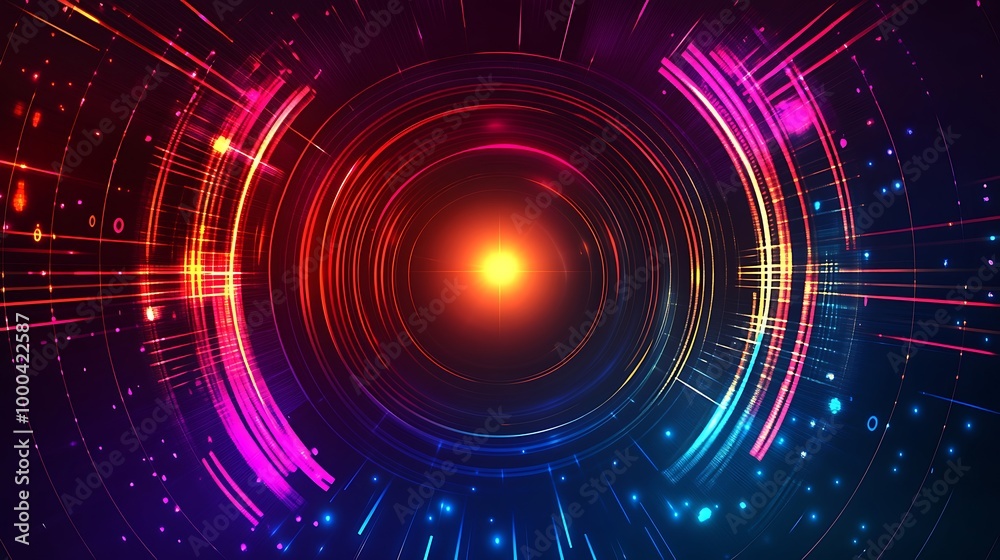 Fototapeta premium Abstract glowing circle with neon light.