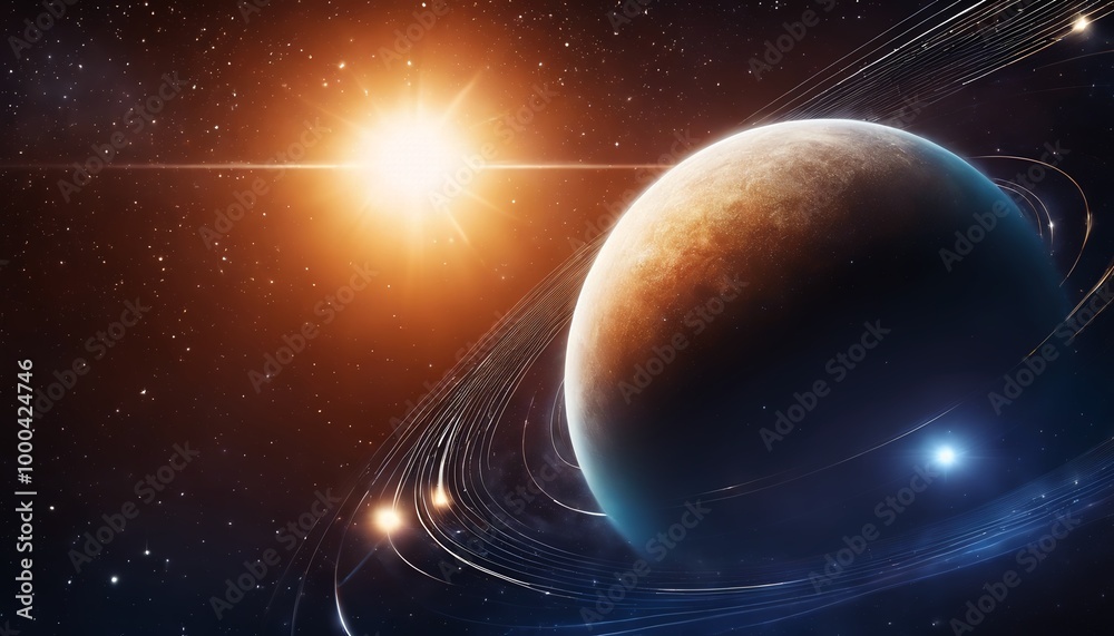 Naklejka premium Ethereal Glow - Vibrant Waves in the Cosmos, Super Resolution, Vibrant Colors