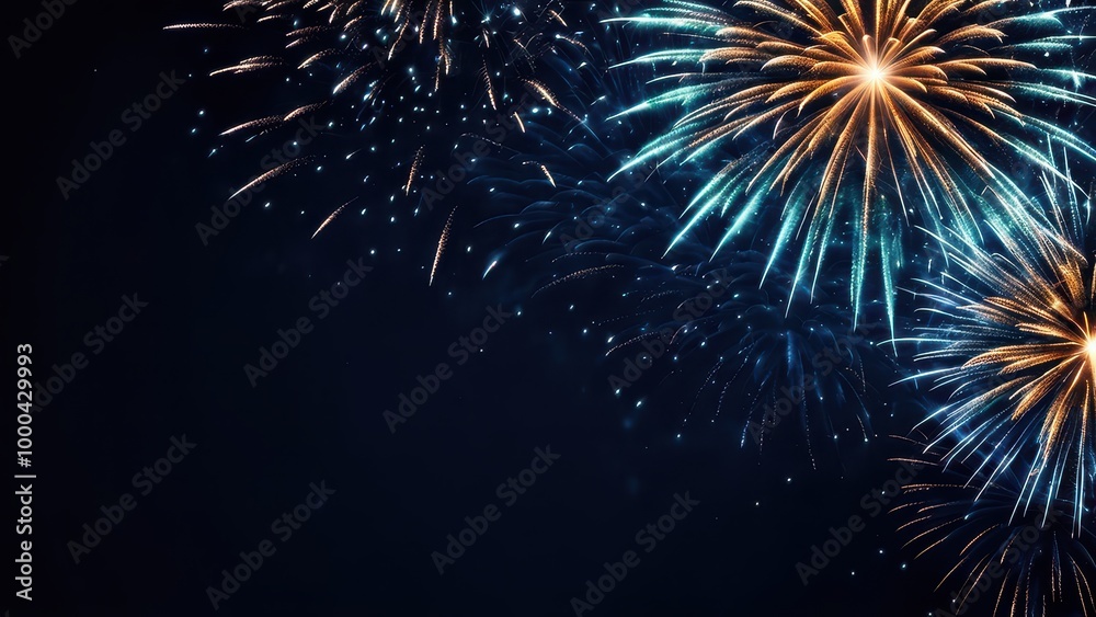 Fototapeta premium Colorful fireworks illuminate a dark sky, celebrating a festive occasion.
