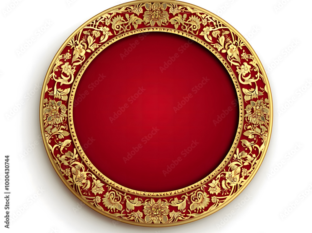 Luxurious Ornate Golden Frame on Red Background – Decorative Vintage Banner Design Luxurious Ornate Golden Frame on Red Background – Decorative Vintage Banner Design