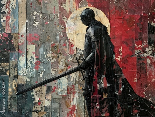 Wallpaper Mural Knight in Armor: A Collage of Fantasy and Abstract Art Torontodigital.ca