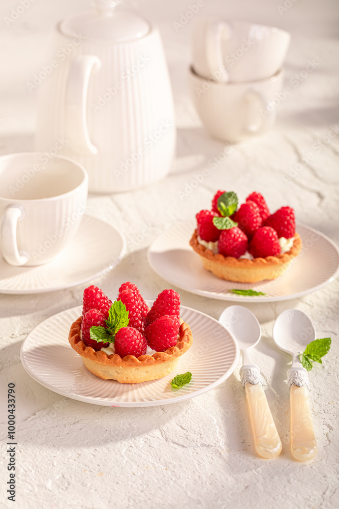 Tasty mini tart made of raspberries and local ingredients. Tasty mini tart made of raspberries and local ingredients.