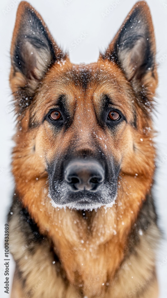German shepherd dog in snowy landscape German shepherd dog in snowy landscape