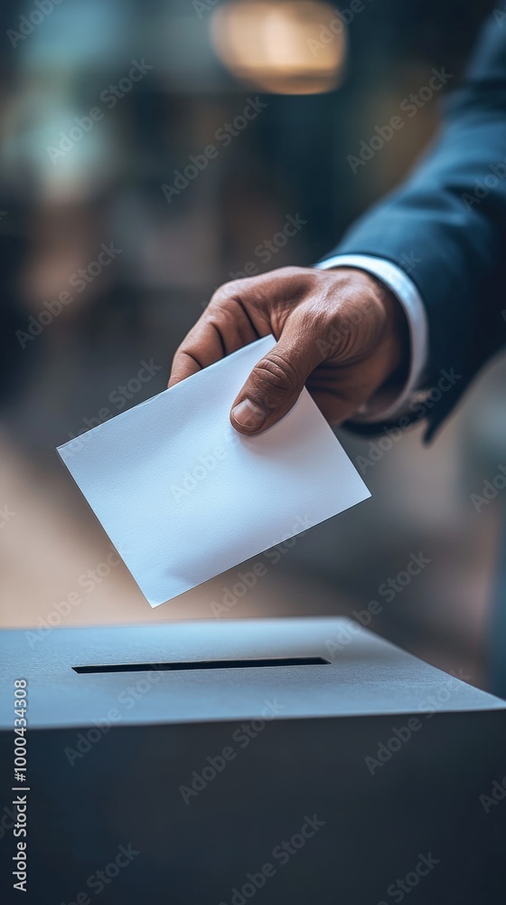 Hand placing ballot in a voting box Hand placing ballot in a voting box