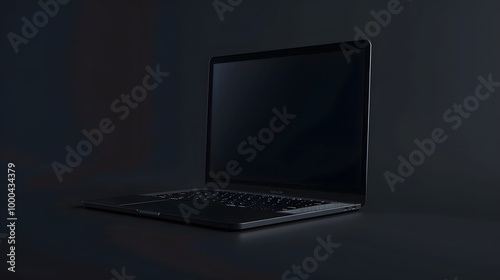 Realistic laptop mockup with a blank white screen, minimalistic design on a neutral background, perfect for presentations, web design, and branding concepts.