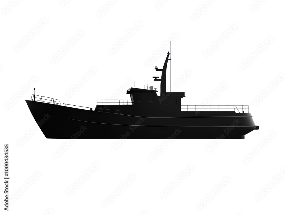 Fototapeta premium Die-Cut ship silhouette, white isolate background transparent background