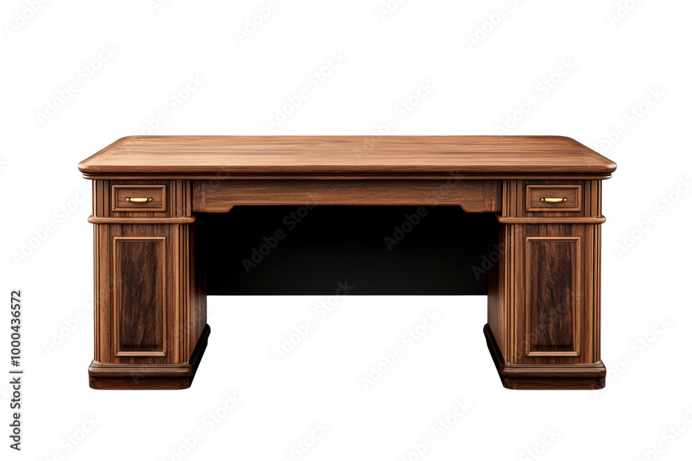 Elegant wooden desk, sleek design, isolated on white background. transparent background Elegant wooden desk, sleek design, isolated on white background. transparent background