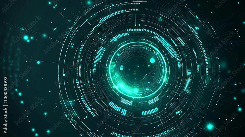 Abstract futuristic circular design with glowing lights and digital elements. Abstract futuristic circular design with glowing lights and digital elements.