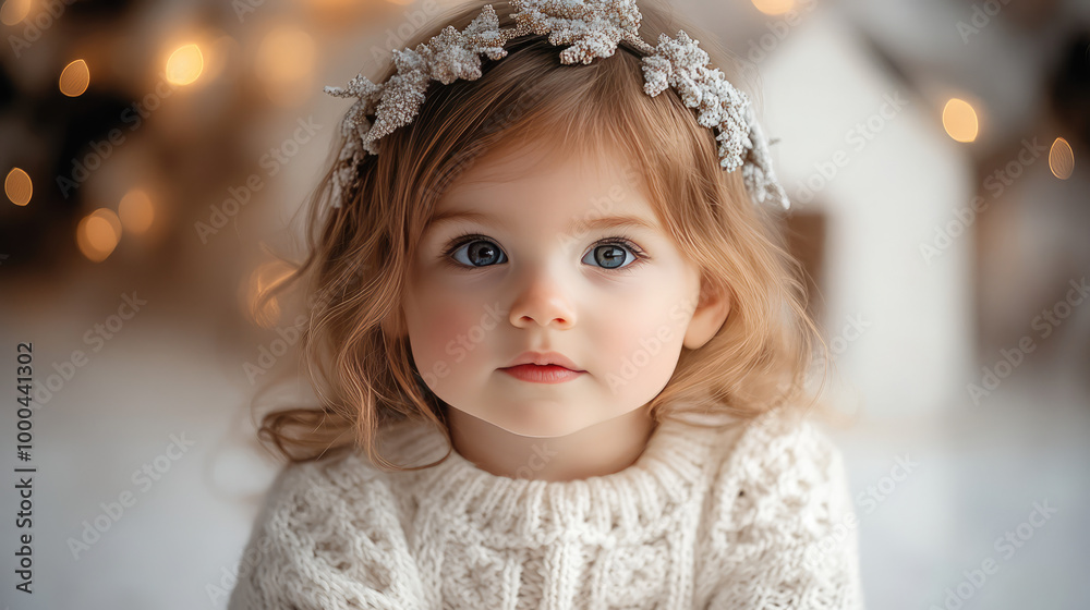 the little girl with the wreath on her head while x'mas decorating bedroom and home the little girl with the wreath on her head while x'mas decorating bedroom and home