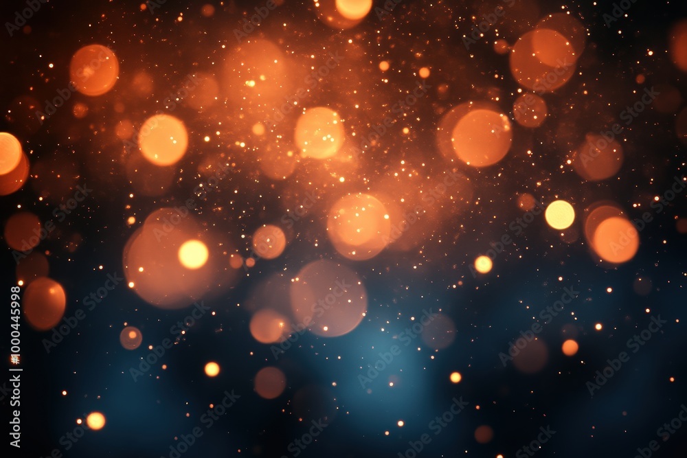 Warm Glowing Bokeh With Sparkling Particles In Dark Background Warm Glowing Bokeh With Sparkling Particles In Dark Background