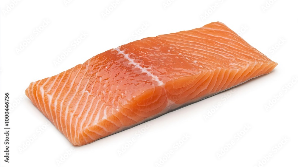 Salmon fillet on solid white background, single object Salmon fillet on solid white background, single object