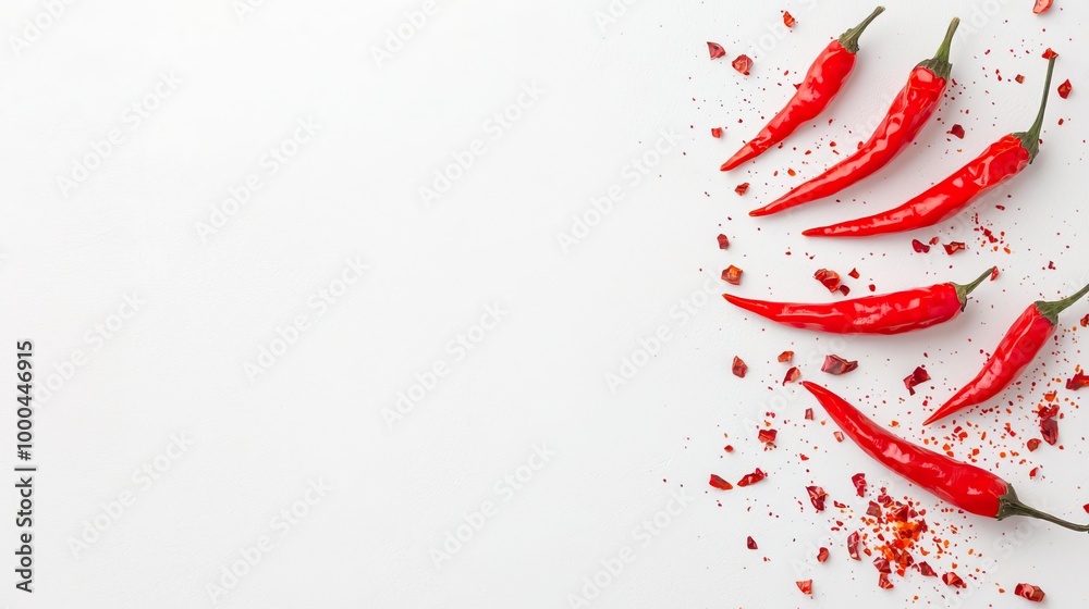 Thai chili powder on solid white background, single object Thai chili powder on solid white background, single object