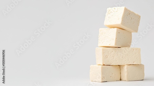 Tofu on solid white background, single object