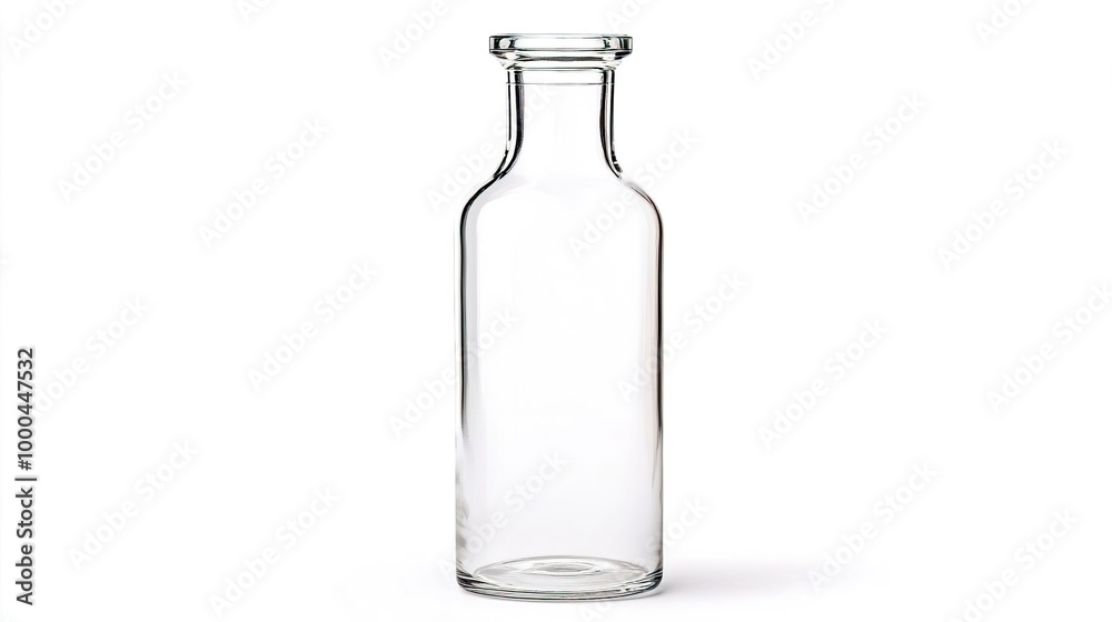Empty glass bottle with wooden lid on white background Empty glass bottle with wooden lid on white background