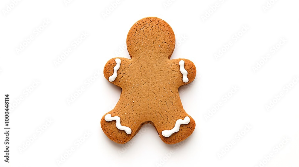 A gingerbread cookie on solid white background, single object A gingerbread cookie on solid white background, single object