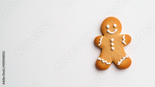 A gingerbread cookie on solid white background, single object