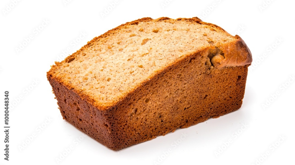 A slice of banana bread on solid white background, single object A slice of banana bread on solid white background, single object