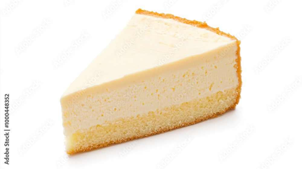 A slice of butter cake on solid white background, single object A slice of butter cake on solid white background, single object