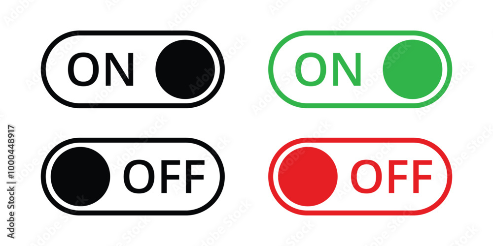 Vector Set Of On And Off Switch Icons Vector Set Of On And Off Switch Icons