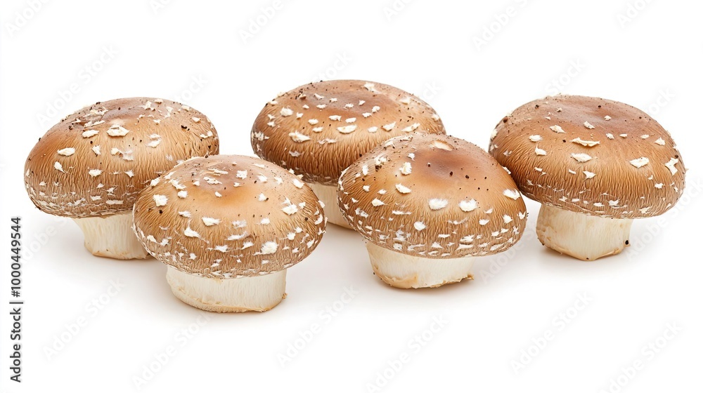Fototapeta premium Shiitake mushrooms on solid white background, single object