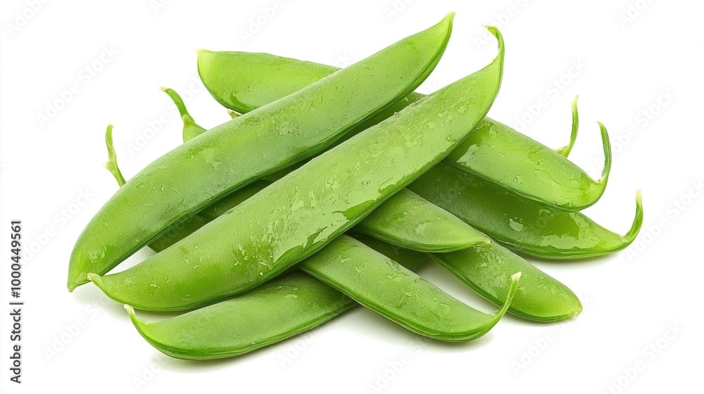 Snow peas on solid white background, single object Snow peas on solid white background, single object