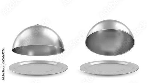 Empty restaurant cloche. Vector illustration over white background.