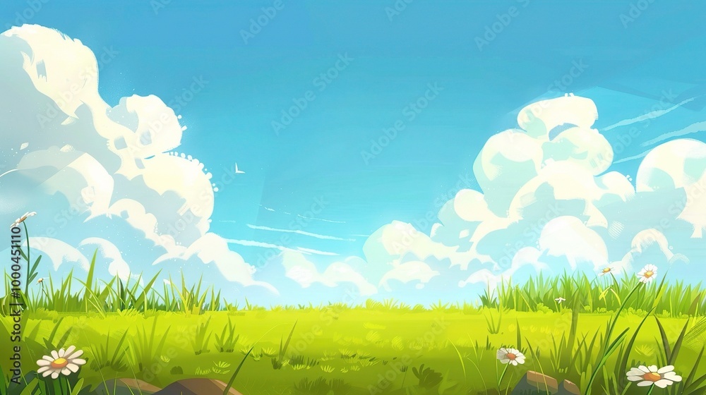 Adorable Cartoon Grassland Background: A Charming and Whimsical Scene. Delight in the Colorful and Fun Atmosphere Adorable Cartoon Grassland Background: A Charming and Whimsical Scene. Delight in the Colorful and Fun Atmosphere