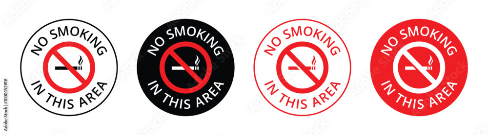 Vector No Smoking In This Area Sign With Multiple Style Vector No Smoking In This Area Sign With Multiple Style