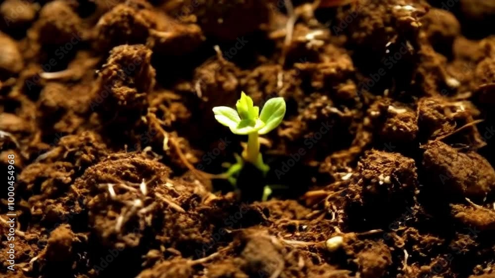Close-up bottom-up view seed germination time-lapse or Time-lapse of seed germination bottom-up view or Record seed germination roots shoot bottom-up