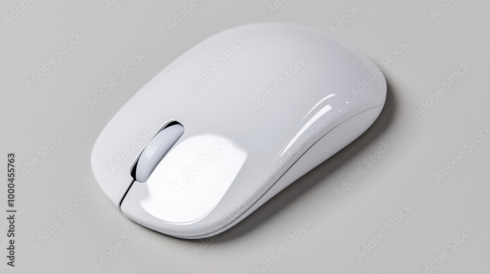 White wireless computer mouse isolated on gray background White wireless computer mouse isolated on gray background