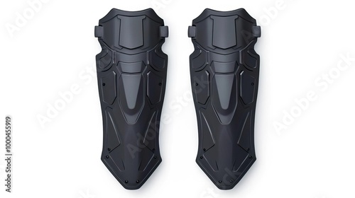 A pair of shin guards on solid white background, single object