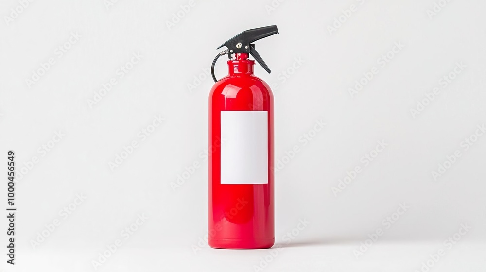 A fire extinguisher on solid white background, single object A fire extinguisher on solid white background, single object