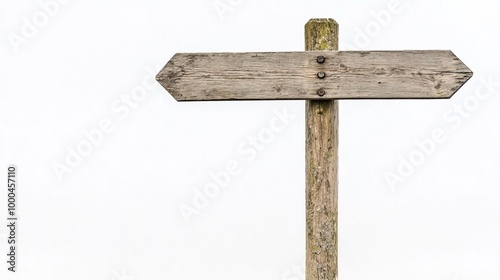 Blank wooden signpost with white background