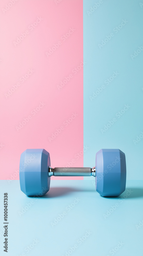 light blue dumbbell weight on bright pink blue color block background fitness gym fit exercise workout social media post studio light blue dumbbell weight on bright pink blue color block background fitness gym fit exercise workout social media post studio