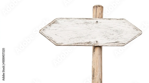 Blank wooden signpost isolated on white background