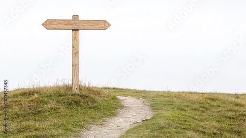 A trailhead signpost on solid white background, single object