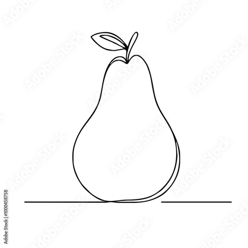 Pear. Icon. Vector drawing. One-line drawing. A simple drawing depicting a continuous line of a item pear.