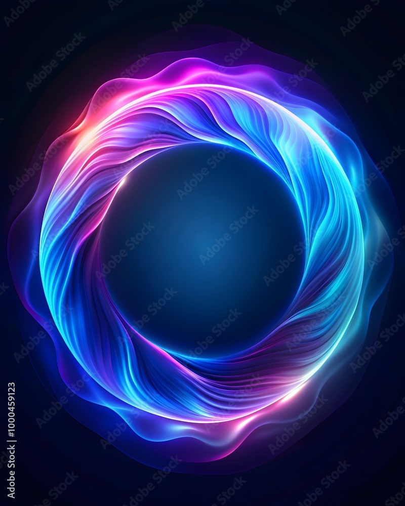 colorful swirling neon sphere with a dynamic digital glow