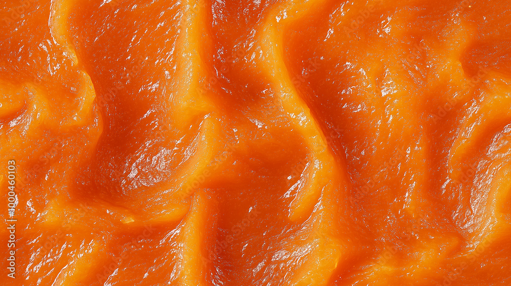 a close-up, top-down view of sweet potato jam spread across the entire frame, filling the image with its warm orange color and smooth texture a close-up, top-down view of sweet potato jam spread across the entire frame, filling the image with its warm orange color and smooth texture