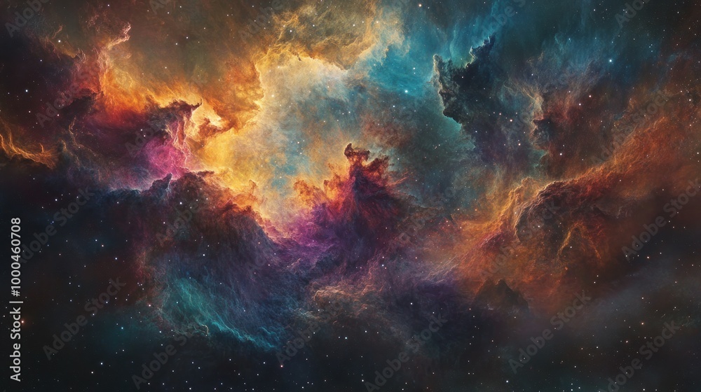 Cosmic Nebula with Swirling Gas and Stars Cosmic Nebula with Swirling Gas and Stars